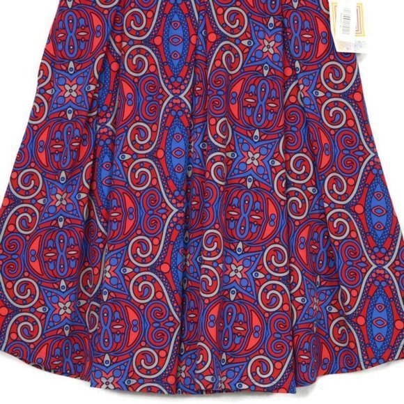 LuLaRoe Madison Pleated A-Line Skirt Red Blue Pockets M Medium - Picture 9 of 12